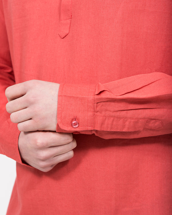 2t Cruz Tall Half Placket Linen Shirt (coral)