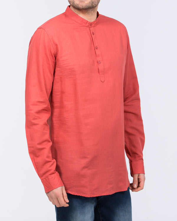 2t Cruz Tall Half Placket Linen Shirt (coral)