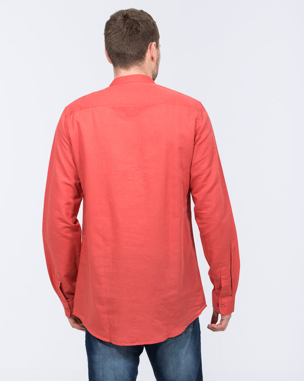 2t Cruz Tall Half Placket Linen Shirt (coral)