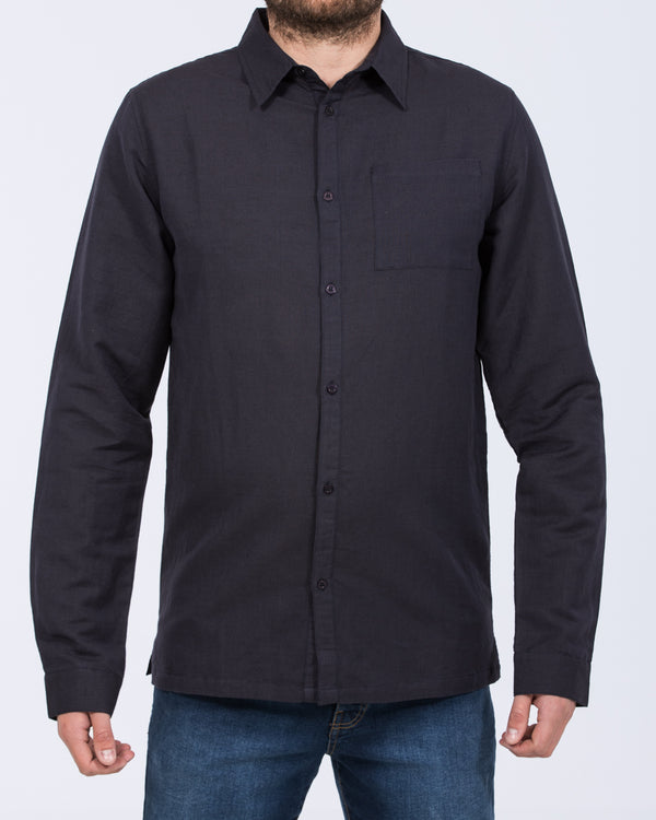 2t Tall Long Sleeve Linen Blend Shirt (navy)