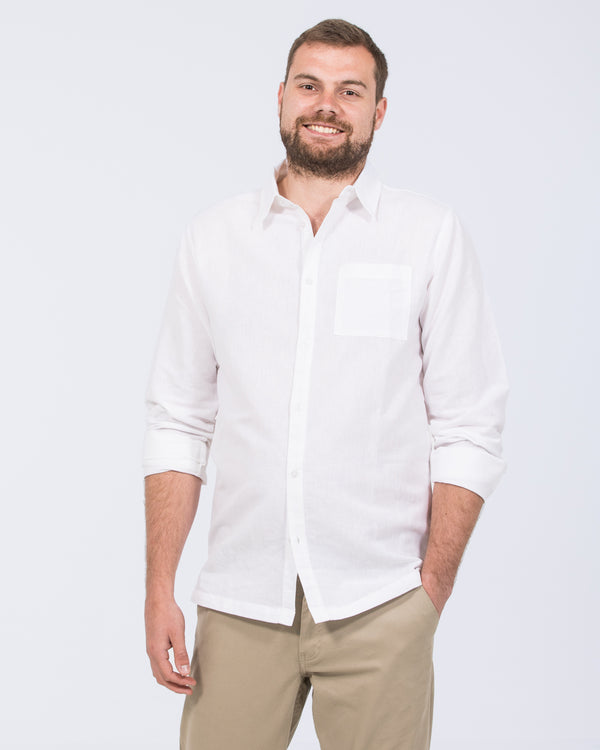 2t Tall Long Sleeve Linen Blend Shirt (white)