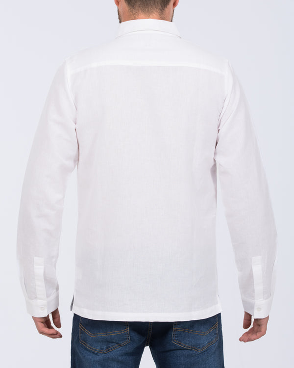 2t Tall Long Sleeve Linen Blend Shirt (white)