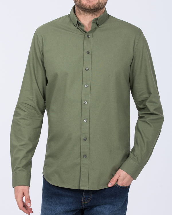 2t Logan Slim Fit Tall Mens Extra Long Oxford Shirt (olive) 2t Logan Slim Fit Tall Mens Extra Long Oxford Shirt (olive)