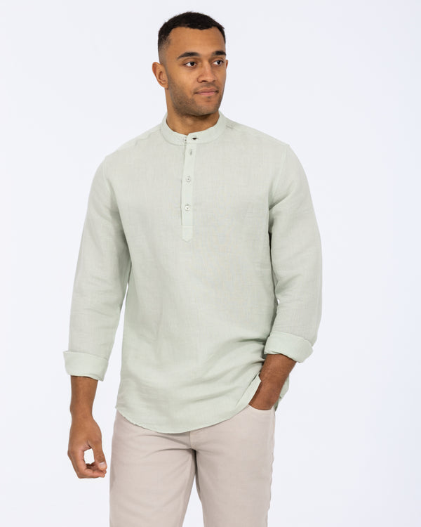 2t Cruz Tall Half Placket Linen Shirt (sage)