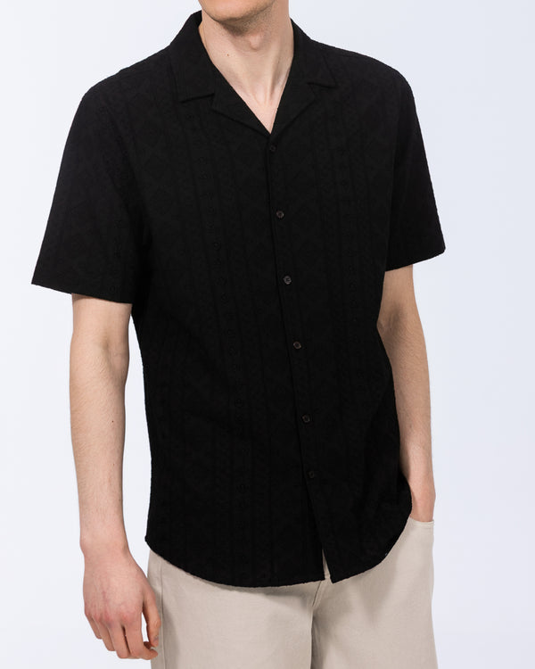 2t Daryn Tall Embroidered Jacquard Shirt (black)