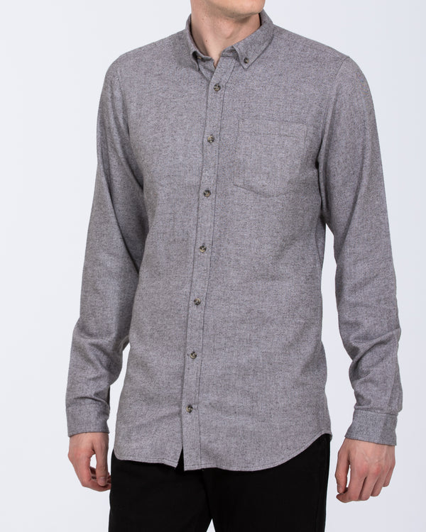 2t Slim Fit Tall Mens Extra Long Flannel Shirt (silver) 2t Slim Fit Tall Mens Extra Long Flannel Shirt (silver)