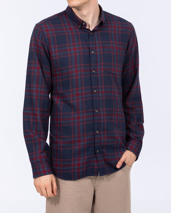 2t Julian Extra Tall Check Shirt (navy/wine)