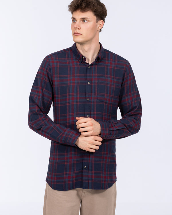 2t Julian Extra Tall Check Shirt (navy/wine)