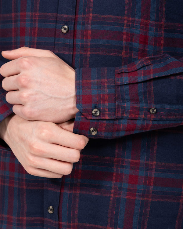 2t Julian Extra Tall Check Shirt (navy/wine)