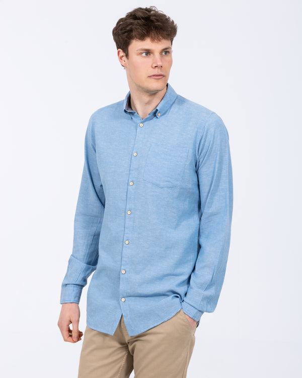 2t Tall Long Sleeve Linen Blend Shirt (mid blue)
