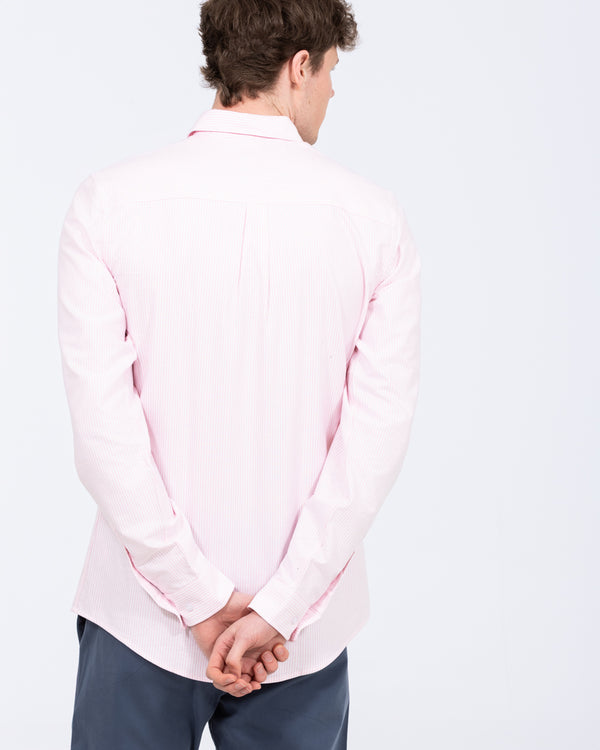 2t Leo Slim Fit Tall Mens Extra Long Oxford Shirt (pink stripe)