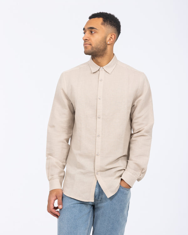 2t Tall Long Sleeve Linen Blend Shirt (stone)