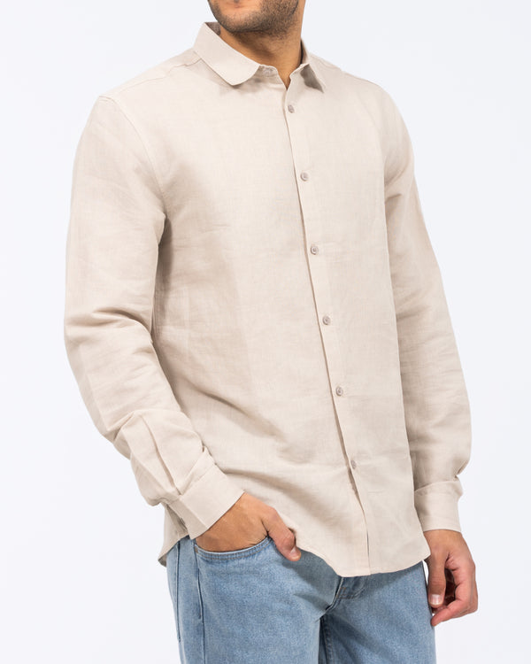 2t Tall Long Sleeve Linen Blend Shirt (stone)