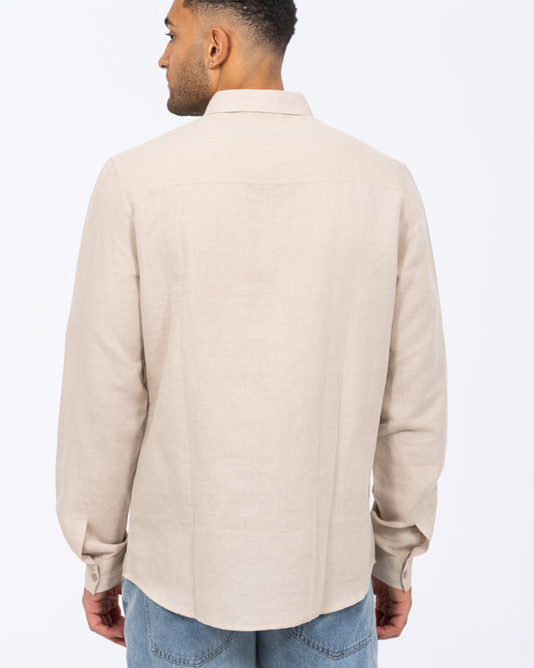 2t Tall Long Sleeve Linen Blend Shirt (stone)
