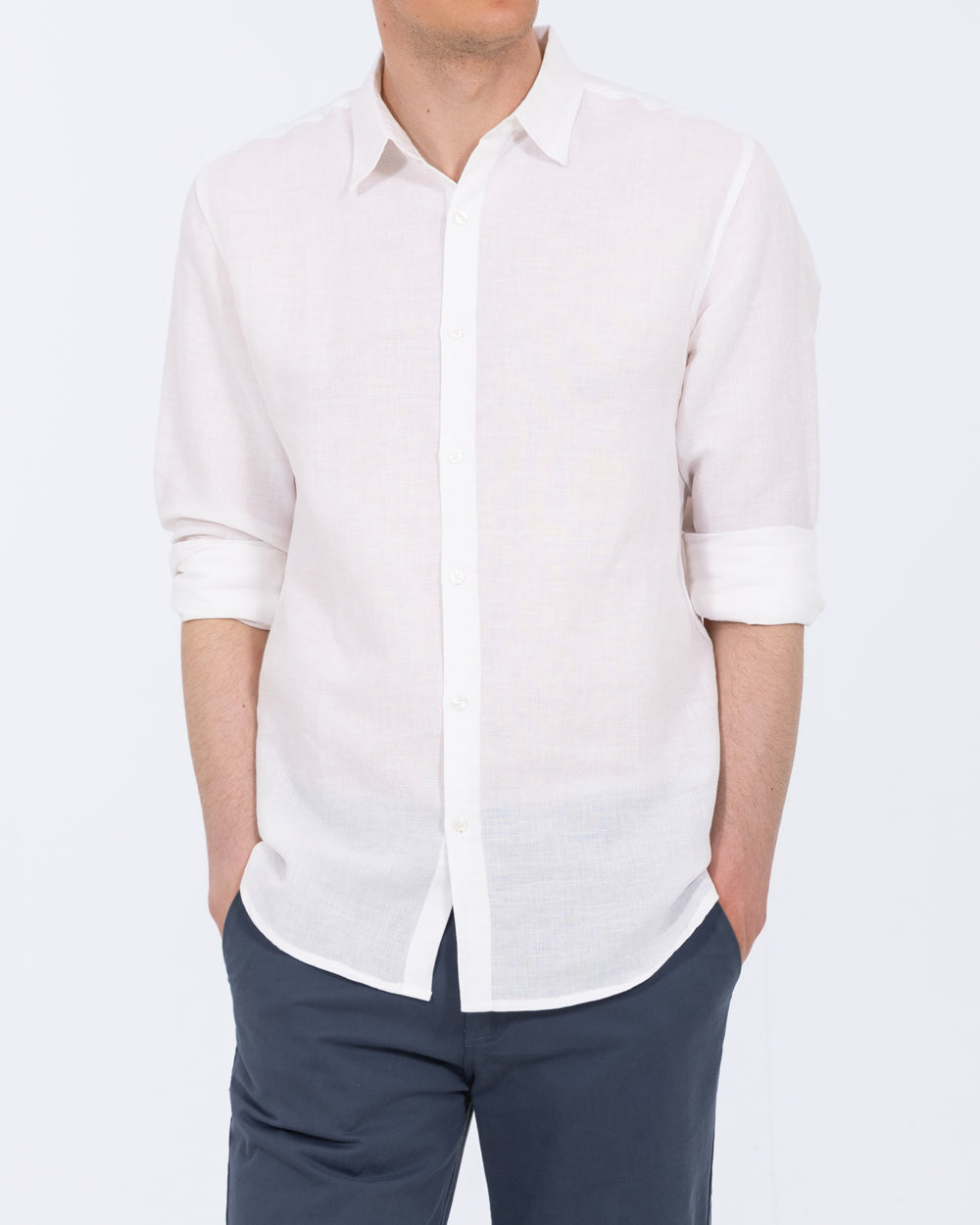 mens linen dress shirts long sleeve Perry Ellis Men's Solid Linen Shirt - Blue