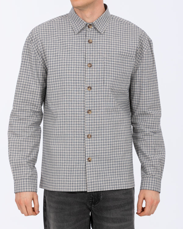 2t Tall Murray Boxy Long Sleeve Shirt (grey/navy check)