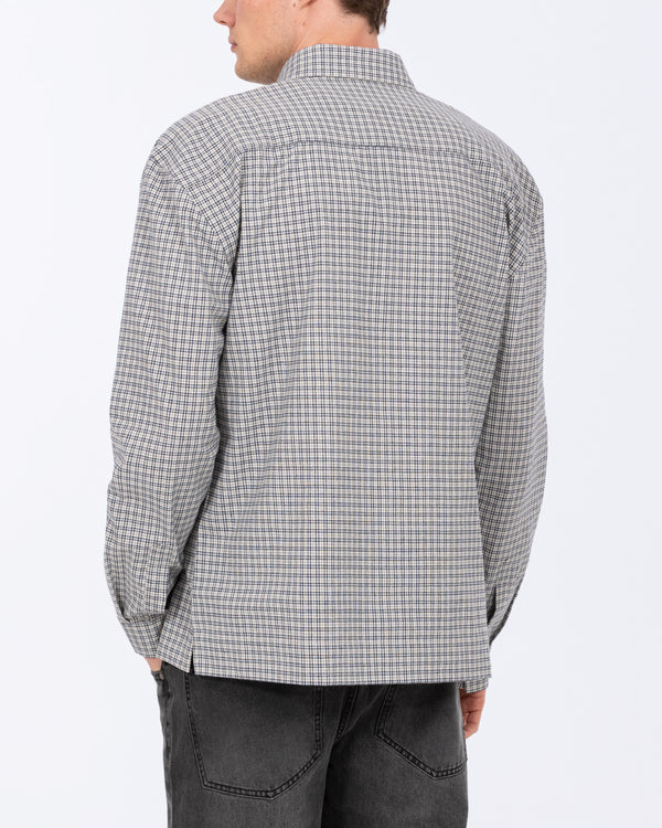 2t Tall Murray Boxy Long Sleeve Shirt (grey/navy check)