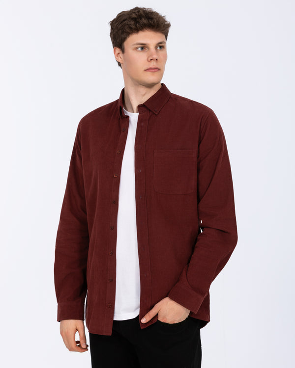 2t Nash Tall Slim Fit Cord Oxford Shirt (rust)