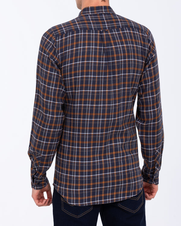 2t Slim Fit Tall Mens Checked Shirt (navy/cream) 2t Slim Fit Tall Mens Checked Shirt (navy/cream)
