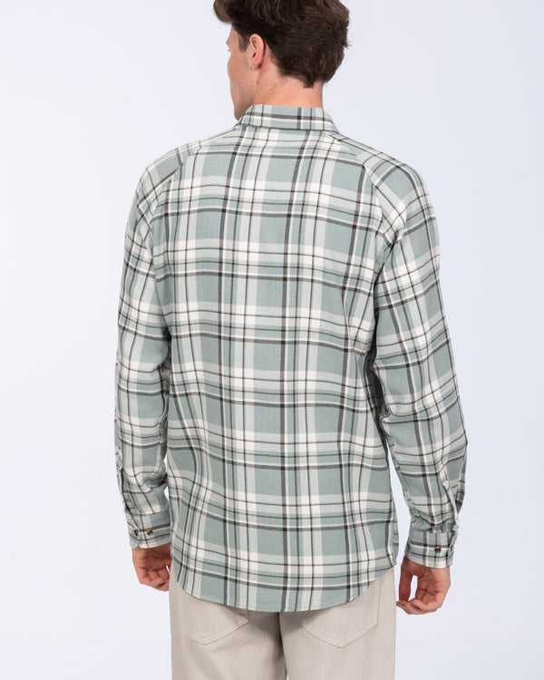 2t Bradley Tall Relaxed Fit Raglan Checked Shirt (aqua/ecru)