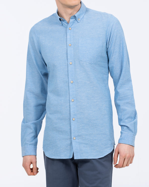 2t Tall Long Sleeve Linen Blend Shirt (mid blue)