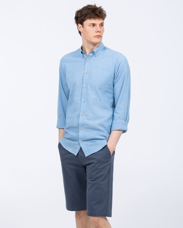 2t Tall Long Sleeve Linen Blend Shirt (mid blue)