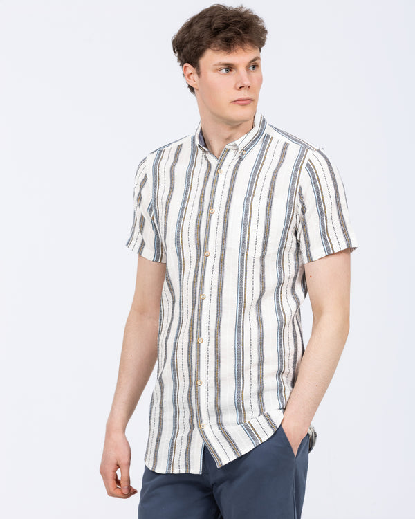 2t Tall Short Sleeve Shirt (ecru stripe)