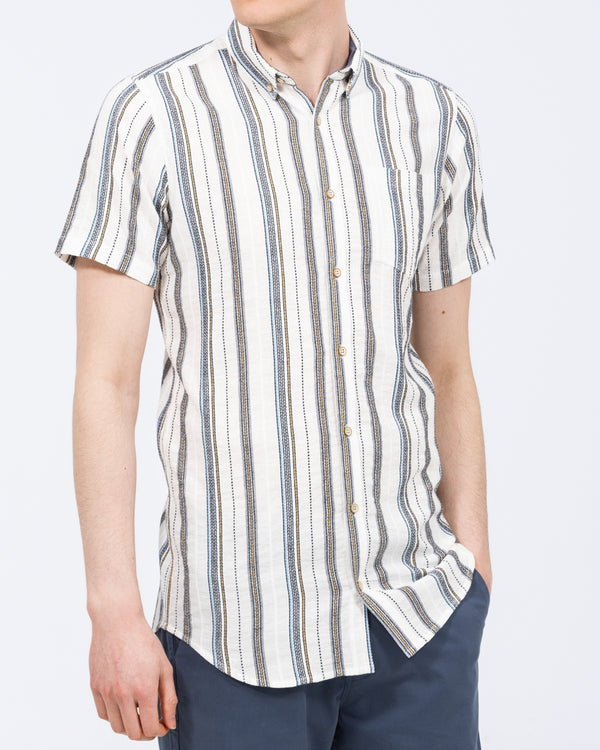 2t Tall Short Sleeve Shirt (ecru stripe)