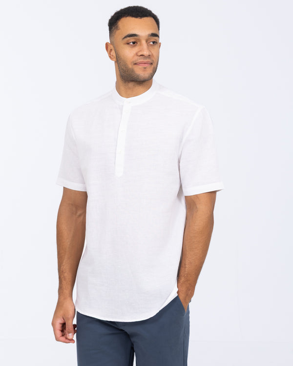2t Cruz Tall Short Sleeve Linen Blend Shirt (white)