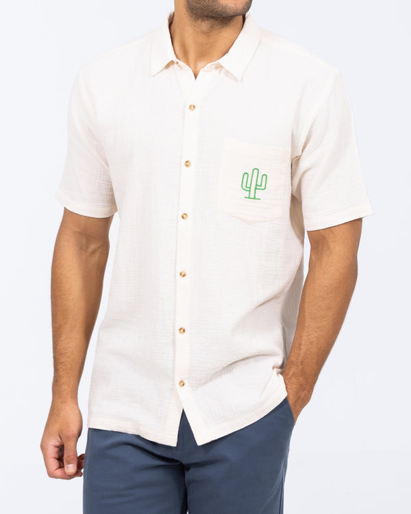 2t Grayson Tall Short Sleeve Embroirdered Shirt (ecru)