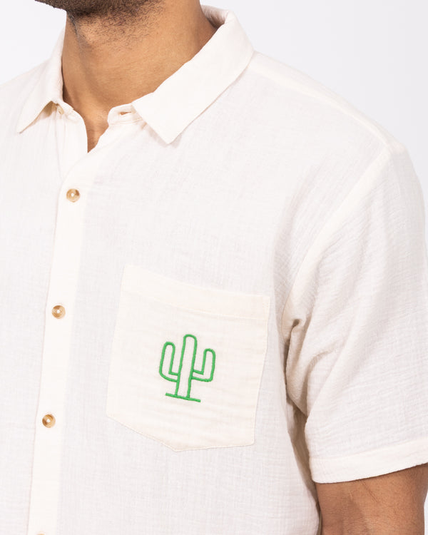 2t Grayson Tall Short Sleeve Embroirdered Shirt (ecru)