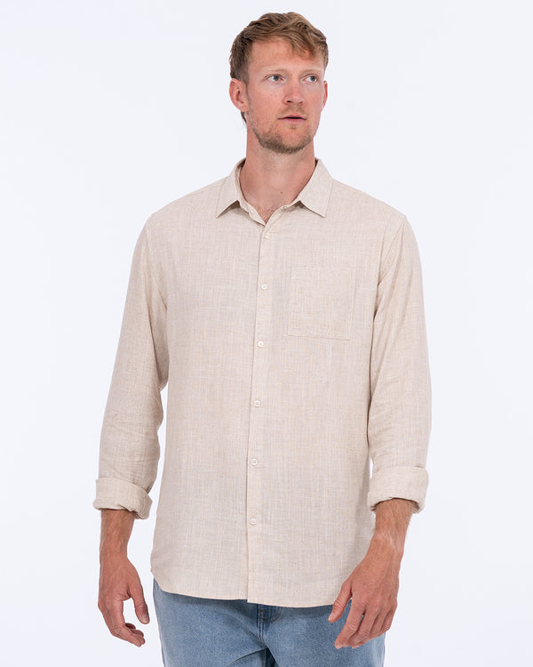 2t Tall Long Sleeve Linen Blend Shirt (natural)