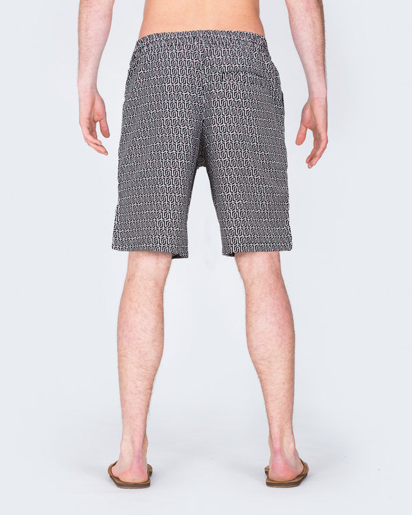 2t Aray Tall Geometric Swim Shorts (black/white)