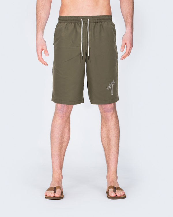 2t Aray Tall Embroidered Palm Swim Shorts (khaki)