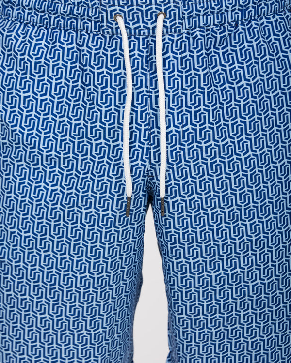 2t Aray Tall Geometric Swim Shorts (blue)