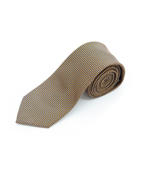 Double Two Extra Long Zigzag Print Tie (navy/orange)