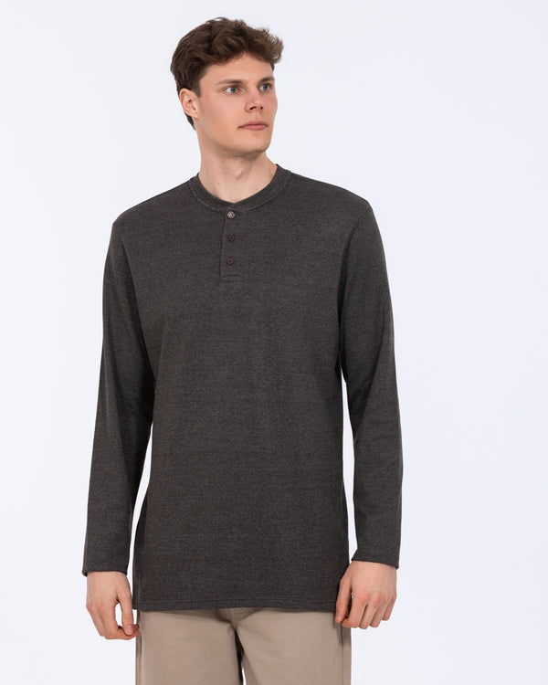 2t Tall Heavyweight Henley Long Sleeve T-Shirt (charcoal marl)