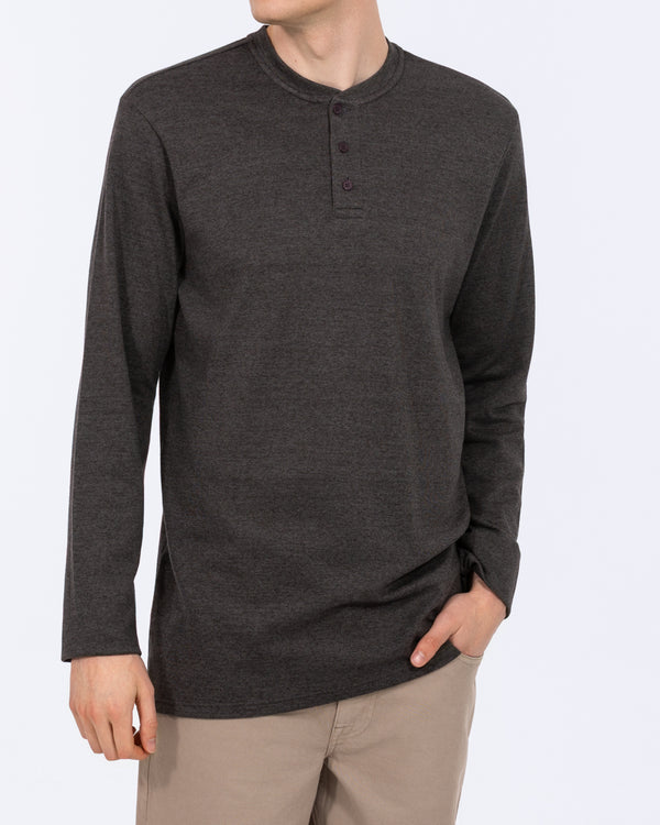 2t Tall Heavyweight Henley Long Sleeve T-Shirt (charcoal marl)