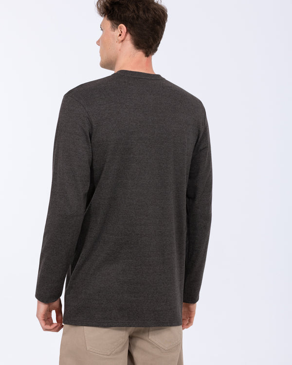 2t Tall Heavyweight Henley Long Sleeve T-Shirt (charcoal marl)