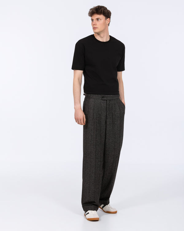 2t Skene Tall Wide Leg Pleated Trouser (grey herringbone)