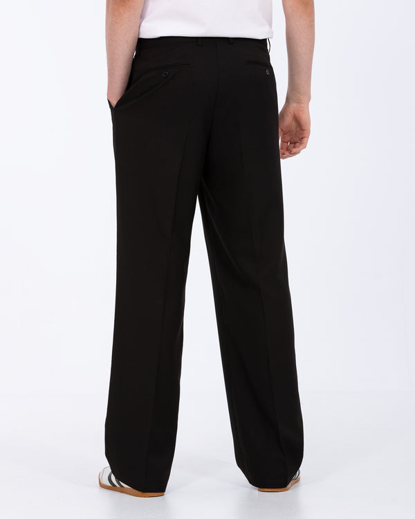 2t Saxon Tall Mens Wide Leg Trousers (black)