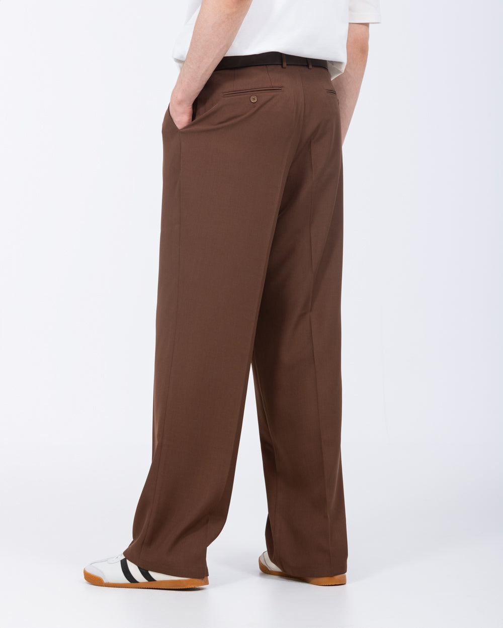 2t Saxon Tall Mens Wide Leg Pleated Trousers (chocolate) | Tall