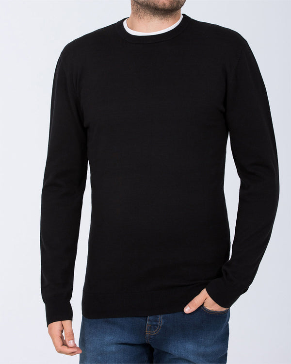 2t Austin Tall Cotton Crew Neck Jumper (black)