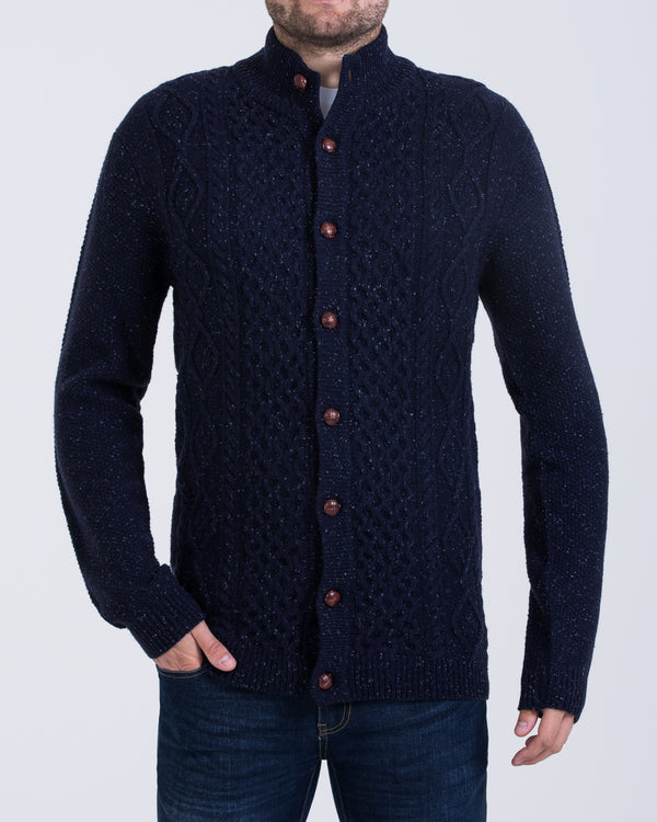 2t Lambswool Cable Knit Tall Cardigan (navy)