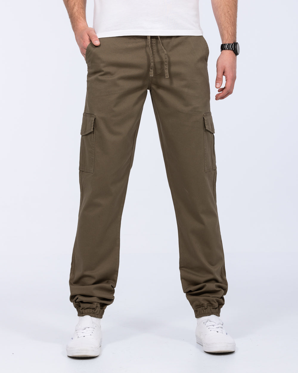 2t Fabio Regular Fit Tall Mens Stretch Cargo Trousers (olive