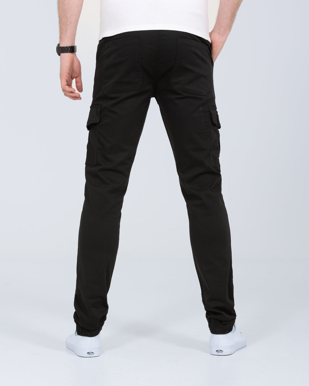 2t Dean Slim Fit Tall Stretch Cargo Trousers (black)