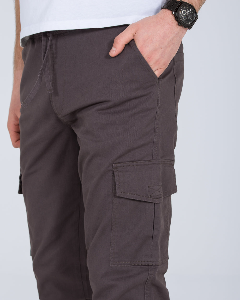 2t Dean Slim Fit Tall Stretch Cargo Trousers (slate grey)