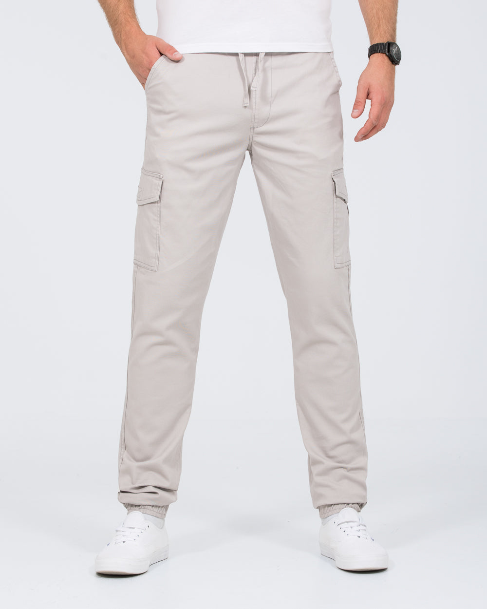2t Dean Slim Fit Tall Stretch Cargo Trousers (silver)