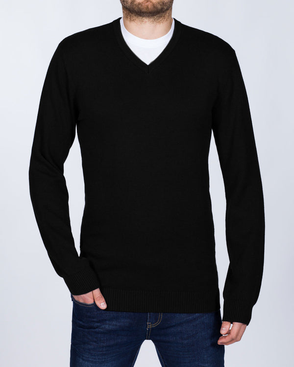 2t Cotton V-Neck Tall Jumper (black)