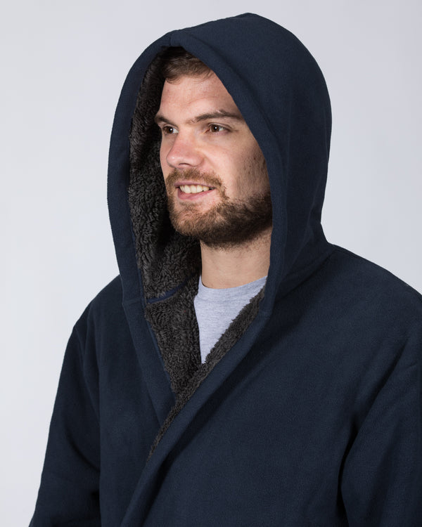 2t Extra Long Tall Fleece Dressing Gown Housecoat (navy) 2t Extra Long Tall Fleece Dressing Gown Housecoat (navy)